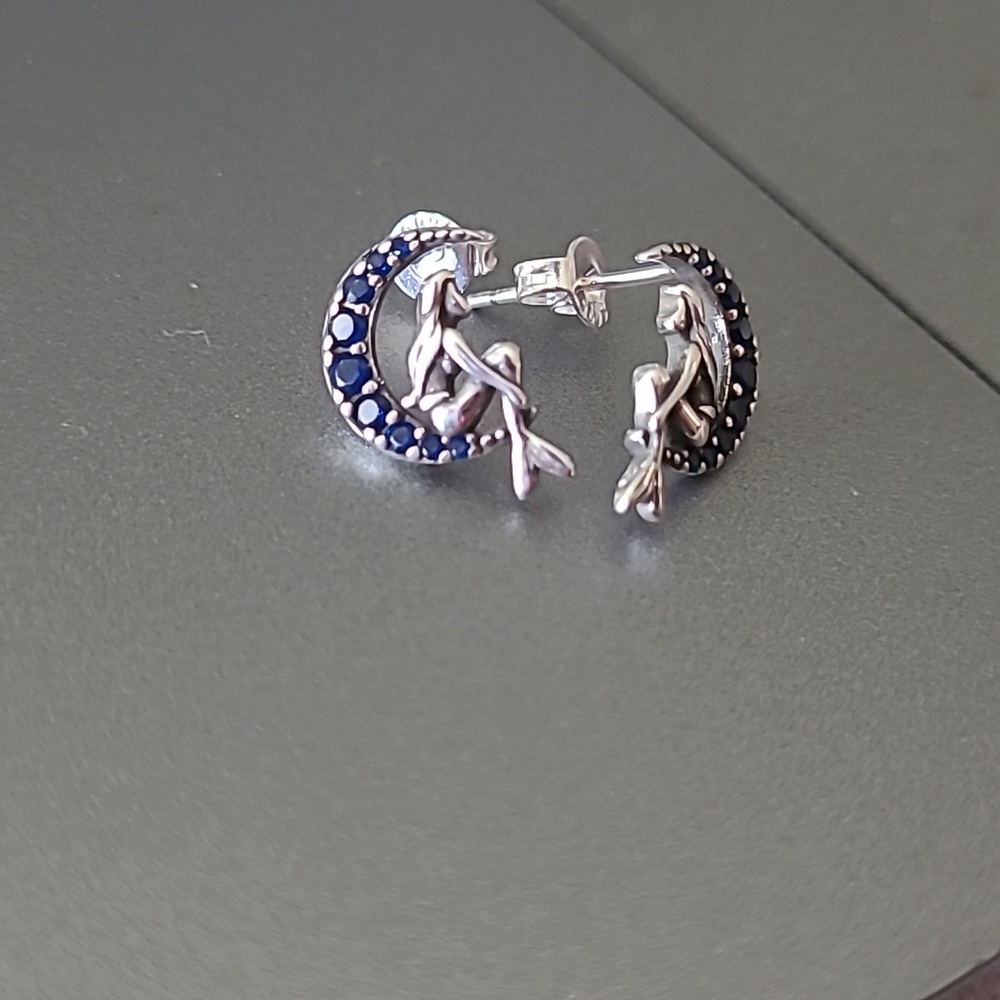 Moon Mermaid 🧜‍♀️ Sterling Silver Earrings - Picture 4 of 9